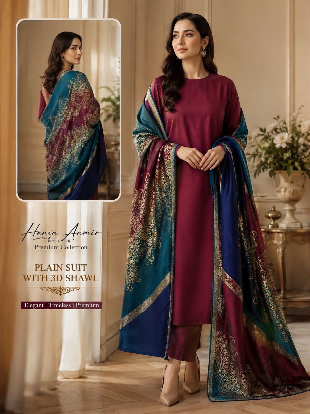 Dhanak embroidered luxury unstitched 3pc suit